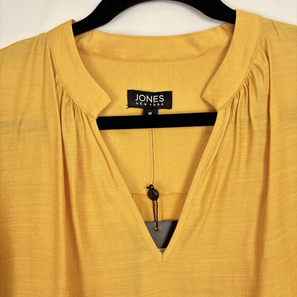 NWT Jones New York Blouse Women’s Medium Mustard Yellow V-Neck Long Sleeve‎ - Picture 4 of 16